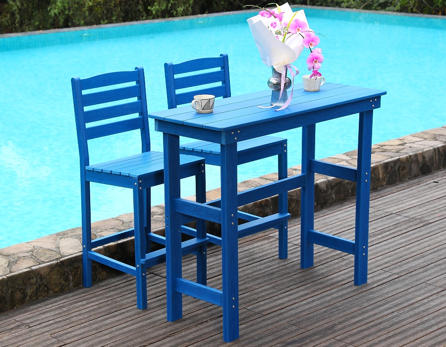 Canlı Mavi Sosyal HDPE Bar Yemek Takımı
