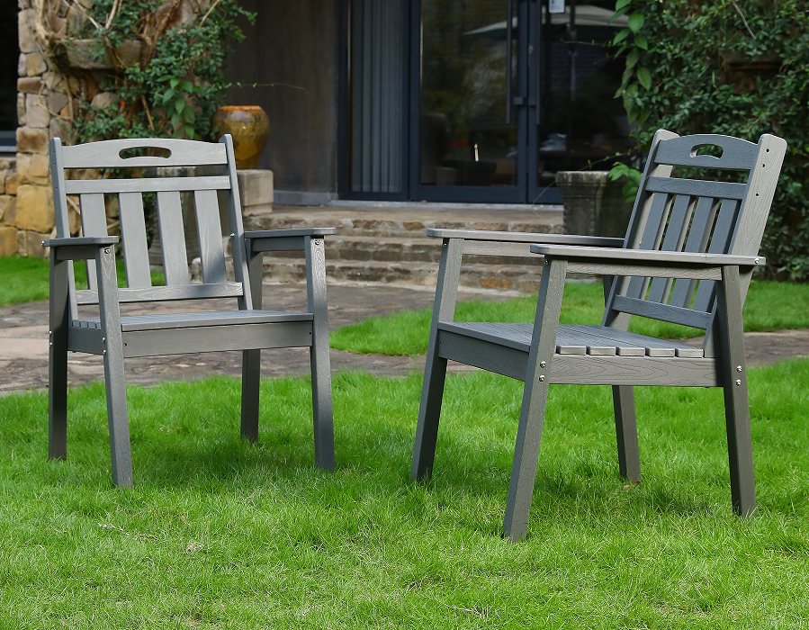 Arduvaz Gri 2'li Paket Dik HDPE Adirondack Yemek Sandalyesi