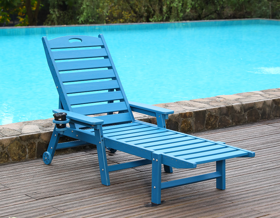Dalışa Hazır Mavi HDPE Havuz Başı Adirondack Şezlong