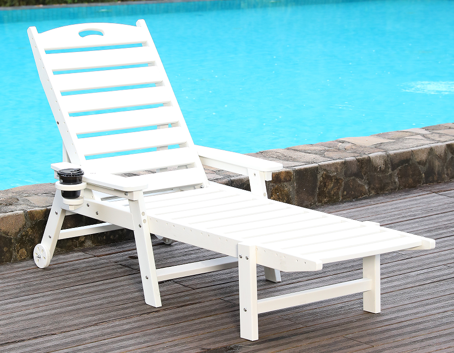 Parlak Beyaz HDPE Solo Adirondack Şezlong