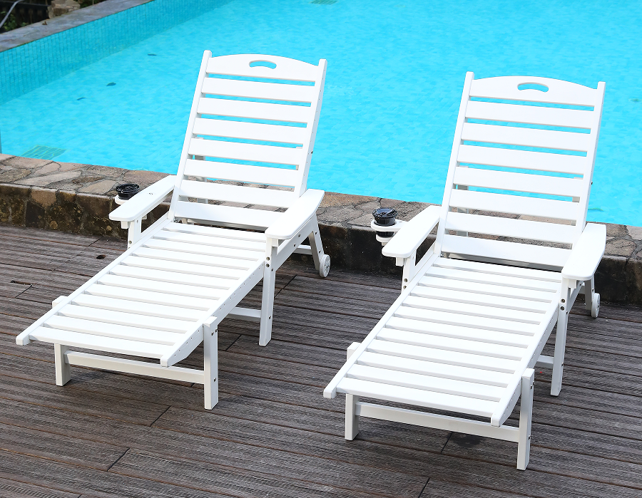 Saf Beyaz 2'li Paket HDPE Minimalist Adirondack Lounge Takımı