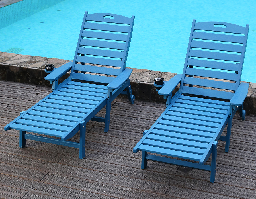 Serene Okyanus Mavisi 2'li Paket HDPE Yatan Adirondack Set