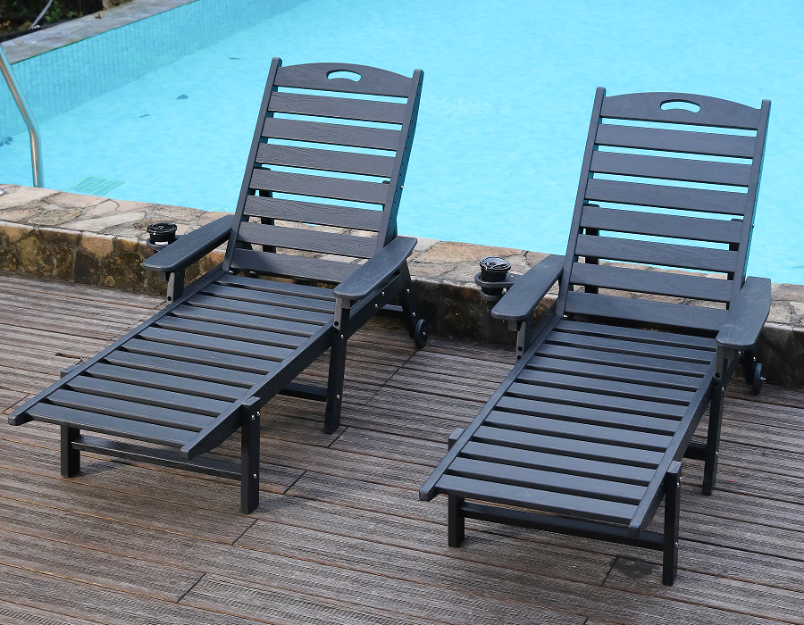 Jet Siyah 2'li Paket HDPE Yatan Adirondack Sandalye Takımı