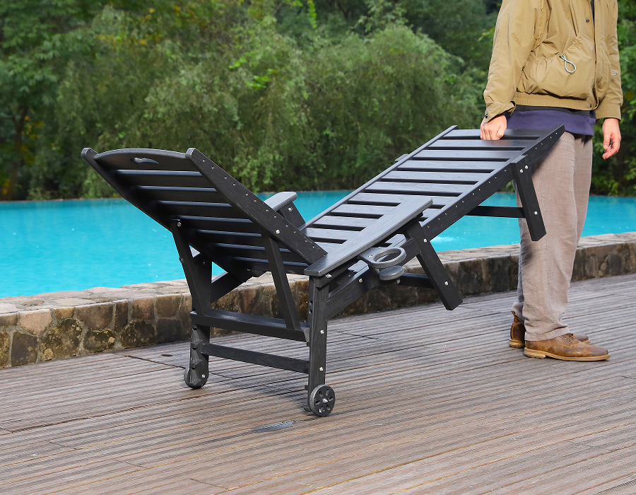 Parlak Beyaz HDPE Solo Adirondack Şezlong
