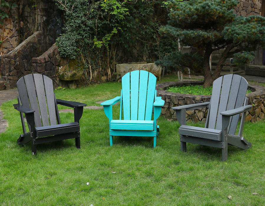 Siyah Tüm Hava Koşullarına Uygun HDPE Adirondack Kurbağa Sandalyesi