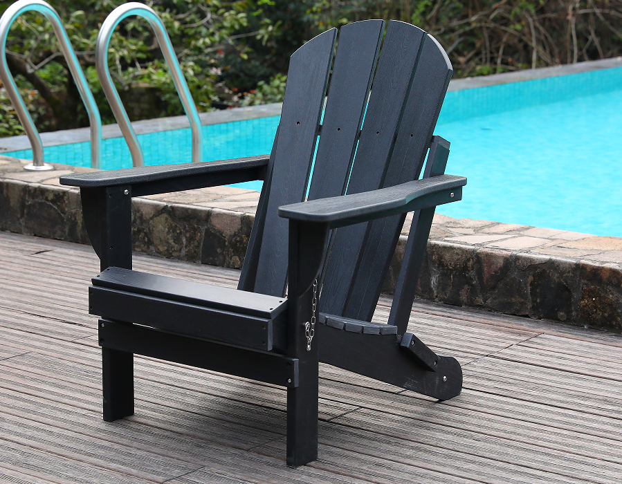Siyah Tüm Hava Koşullarına Uygun HDPE Adirondack Kurbağa Sandalyesi