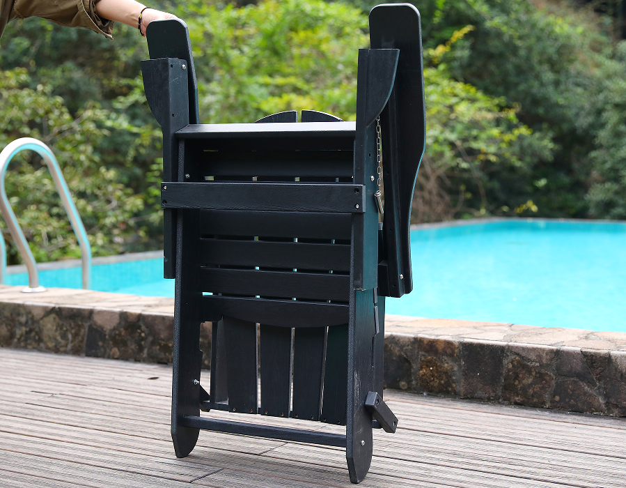 Siyah Tüm Hava Koşullarına Uygun HDPE Adirondack Kurbağa Sandalyesi