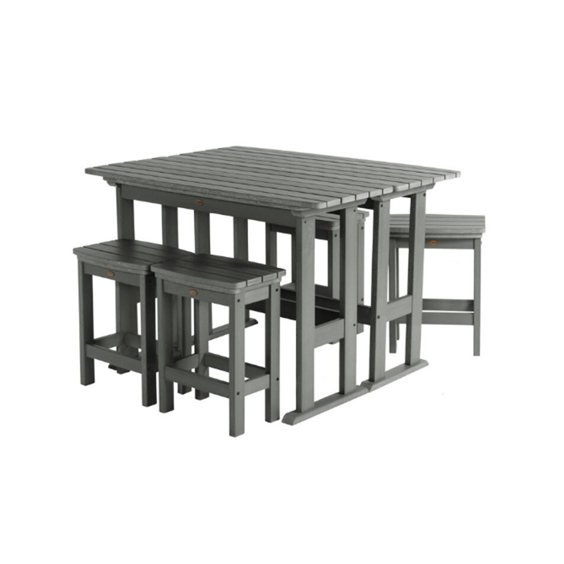 Modern Koyu Gri HDPE 6 Parça Yüksek Bar Yemek Takımı