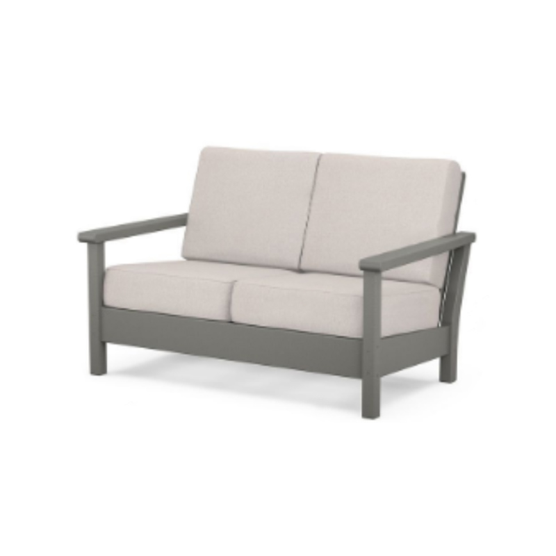 HDPE Gri Tüm Hava Koşullarında Kullanım Dış Mekan Loveseat Çift Kişilik Kanepe